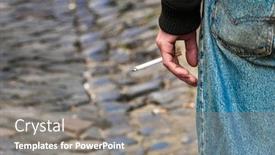  Presentation with smoking - Slide set featuring cigarette-in-the-hand background and a gray colored foreground