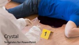  Presentation with crime scene investigation - Theme enhanced with cigarette kills - investigation forensic examination and people background and a coral colored foreground