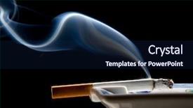  Presentation with smoking ashtray - Presentation theme having cigarette on ashtray background and a navy blue colored foreground