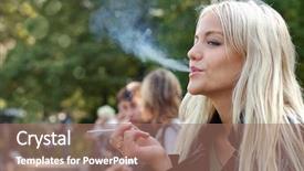  Presentation with smoking - Theme enhanced with girl smoking outdoors background and a coral colored foreground