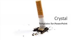  Presentation with stop smoking - Presentation theme with cigarette stub isolated on white background and a white colored foreground