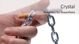  Presentation with cigarettes - Audience pleasing presentation design consisting of cigarettes and hand with chain on white background backdrop and a lemonade colored foreground