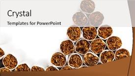  Presentation with production line - Beautiful slide deck featuring cigarettes heap on the production backdrop and a white colored foreground