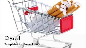 Presentation with cigarettes - Cool new slides with cigarettes in shopping cart isolated on white backdrop and a white colored foreground