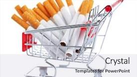  Presentation with cigarettes - Audience pleasing presentation theme consisting of cigarettes in shopping cart isolated on white backdrop and a light gray colored foreground