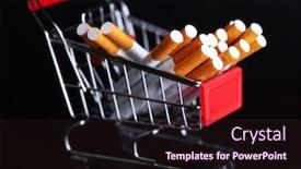  Presentation with cigarettes - PPT theme featuring cigarettes-in-shopping-cart background and a wine colored foreground