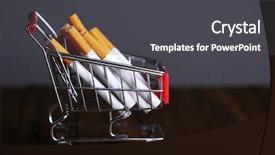  Presentation with cigarettes - PPT layouts with cigarettes-in-shopping-cart background and a dark gray colored foreground