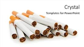  Presentation with cigarettes - Presentation theme featuring cigarettes isolated on the white background and a white colored foreground
