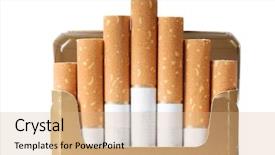  Presentation with cigarettes - Audience pleasing theme consisting of cigarettes the open pack of cigarettes with the yellow filter backdrop and a coral colored foreground