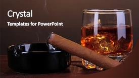  Presentation with brandy - Cool new slide set with cigarillo - brandy glass with ice backdrop and a tawny brown colored foreground