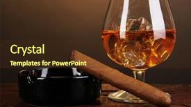  Presentation with brandy - Presentation theme enhanced with cigarillo - brandy glass with ice background and a tawny brown colored foreground