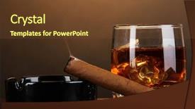  Presentation with brandy - Presentation theme consisting of cigarillo - brandy glass with ice background and a tawny brown colored foreground