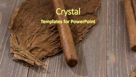  Presentation with tobacco - Cool new presentation theme with cigarillo - cigars and tobacco leaves backdrop and a tawny brown colored foreground