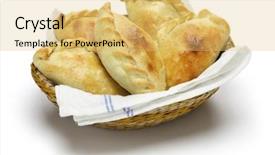  Presentation with food chicken - Presentation theme featuring cigarrete - empanadas de pollo chicken empanada background and a yellow colored foreground