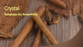  Presentation with tobacco - Presentation consisting of cigars and tobacco leaves background and a tawny brown colored foreground