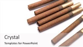  Presentation with cigar - Beautiful PPT theme featuring cigars brown cigar on white backdrop and a white colored foreground