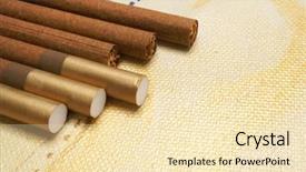  Presentation with cigar - Slide set with cigars brown cigar on white background and a lemonade colored foreground