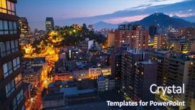  Presentation with chile - Theme consisting of cile - city of santiago de chile background and a navy blue colored foreground