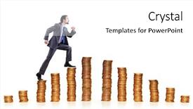 Presentation with stacks of rupee coins - Amazing theme having cimb bank backgrouynd - businessman climbing gold coins stacks backdrop and a white colored foreground