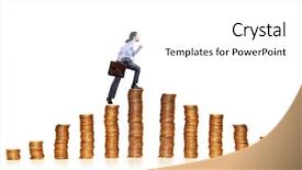  Presentation with climbing - Colorful PPT theme enhanced with cimb bank backgrouynd - businessman climbing gold coins stacks backdrop and a white colored foreground