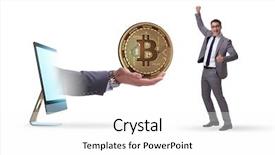  Presentation with price - Slide deck with cimb bank backgrouynd - businessman in bitcoin price increase background and a white colored foreground