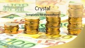  Presentation with stack - Slides having cimb bank backgrouynd - stack coins rising curve symbol background and a blonde colored foreground