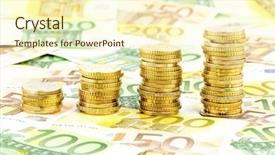  Presentation with stack - Amazing presentation design having cimb bank backgrouynd - stack coins upward curve backdrop and a cream colored foreground