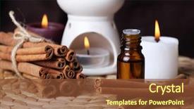  Presentation with aromatherapy oil - Beautiful presentation theme featuring cinammon oil - aromatherapy - candles and cinnamon backdrop and a tawny brown colored foreground