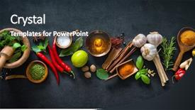 Presentation with herbs - PPT layouts with cinammon oil - various herbs and spices background and a tawny brown colored foreground
