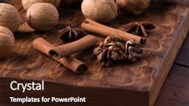  Presentation with cutting board - Cool new PPT theme with cinammon oil - walnuts cinnamon and star anise backdrop and a tawny brown colored foreground