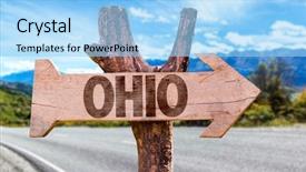  Presentation with cincinnati - Beautiful PPT layouts featuring cincinnati - ohio wooden sign with highway backdrop and a light blue colored foreground