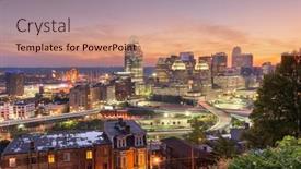  Presentation with cincinnati - Presentation design having cincinnati-ohio-usa-cityscape background and a coral colored foreground