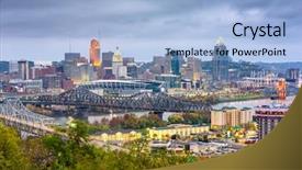  Presentation with cincinnati - Audience pleasing presentation theme consisting of cincinnati ohio usa cityscape backdrop and a light blue colored foreground