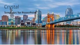  Presentation with cincinnati - Presentation theme having cincinnati-ohio-usa-downtown-skyline background and a light blue colored foreground