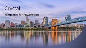  Presentation with cincinnati - Slide deck enhanced with cincinnati ohio usa downtown skyline background and a light blue colored foreground