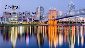  Presentation with cincinnati - Slide deck having cincinnati ohio usa downtown skyline background and a light blue colored foreground