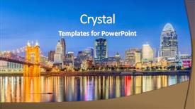  Presentation with cincinnati - PPT theme consisting of cincinnati ohio usa skyline background and a cobalt blue colored foreground