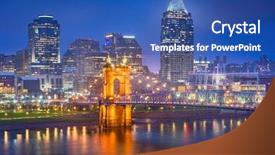  Presentation with cincinnati - Presentation design featuring cincinnati ohio usa skyline background and a ocean colored foreground