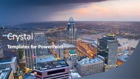  Presentation with cincinnati - Slide set having cincinnati-ohio-usa-skyline background and a ocean colored foreground
