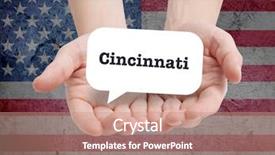  Presentation with cincinnati - Audience pleasing PPT theme consisting of cincinnati written in a speechbubble backdrop and a  colored foreground