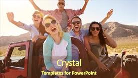  Presentation with road trip cars - Colorful presentation design enhanced with top 5 - friends on road trip standing backdrop and a tawny brown colored foreground