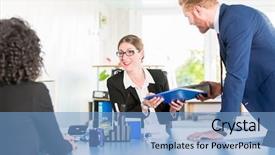  Presentation with blue business proposal - Cool new slides with man hands over a blue backdrop and a light blue colored foreground