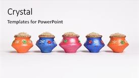  Presentation with clay - Presentation theme consisting of miniature indian clay pots background and a sky blue colored foreground
