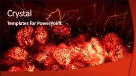  Presentation with charcoal briquettes - Beautiful PPT layouts featuring cinder - flame and fire sparks backdrop and a wine colored foreground