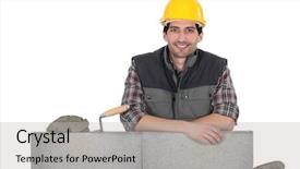  Presentation with work the word in your life - PPT theme with cinder - portrait of a stonemason background and a light gray colored foreground