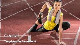  Presentation with kids doing science - Cool new slides with cinder - woman sprinter doing warm up backdrop and a tawny brown colored foreground