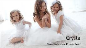  Presentation with children - Presentation design featuring cinderella - beautiful little children wearing flower background and a light gray colored foreground