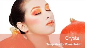 Presentation with orange - Slide deck with cinderella - beautiful woman with orange make background and a coral colored foreground