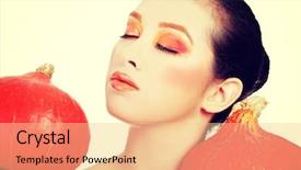  Presentation with orange - Colorful slide set enhanced with cinderella - beautiful woman with orange make backdrop and a lemonade colored foreground