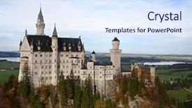  Presentation with castle - Presentation theme featuring cinderella - neuschwanstein castle in autumn background and a sky blue colored foreground